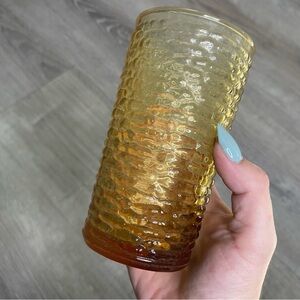 Retro Vintage Amber Textured Glass Tumbler